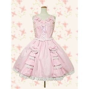 Cute Pink Sleeveless Bow Lace Lolita Dress