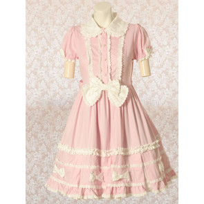 Pink Short Sleeves Bow Sweet Lolita Dress
