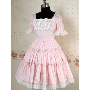 Pink Puff Short Sleeves Lace Sweet Lolita Dress