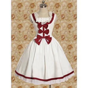White and Red Sleeveless Bow Sweet Lolita Dress