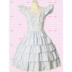 White Short Sleeves Multi Tiers Sweet Lolita Dress