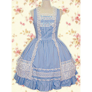 Blue and White Sleeveless Frills Sweet Lolita Dress