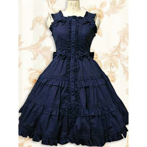Deep Blue Sleeveless Ruffle Sweet Lolita Dress