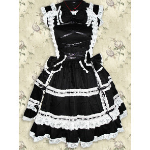 Black Sleeveless Lace Sweet Bow Lolita Dress