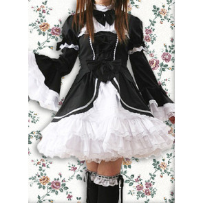 Black White Long Sleeves Classic School Lolita Dress