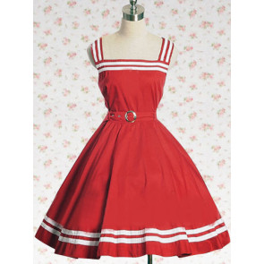 Red Sash Sleeveless School Lolita Dress