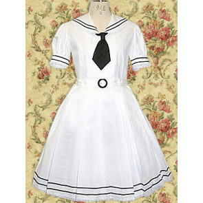 White Short Sleeves Tie School Lolita Dress