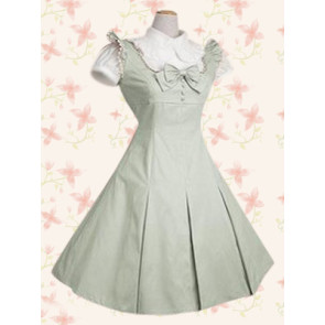 Lightgreen Short Sleeves Classic Bow School Lolita Dress