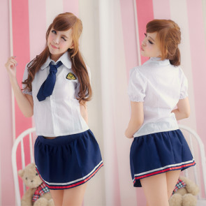 Lovely Blue Short Sleeves Girl School Uniform