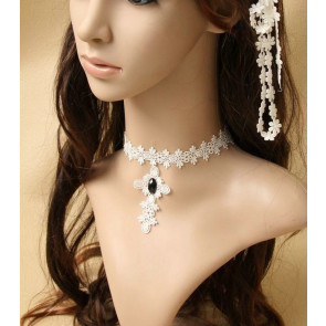 Pretty Concise White Lace Lolita Necklace