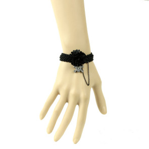Punk Black Floral Handmade Lolita Wrist Strap