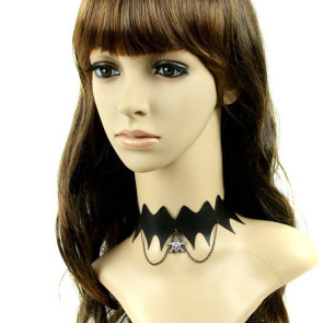 Punk Black Leather Metal Skeleton Lolita Necklace
