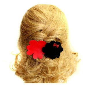 Red And Black Bow Girls Handmade Lolita Hairpin