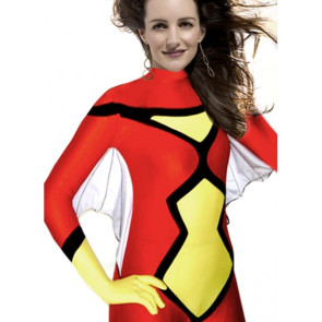 Red And Yellow Bat Lycra Spandex Zentai Suit