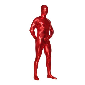 Red Full Body Shiny Metallic Unisex Zentai Suit