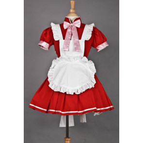 Red Short Sleeves Cute Cosplay Maid Costume