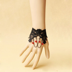 Retro Black Lace Bead Lady Lolita Wrist Strap