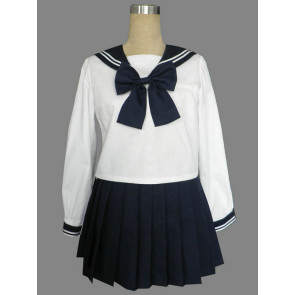 Royal Blue Cute Long Sleeves Girl School Uniform Cosplay Costume