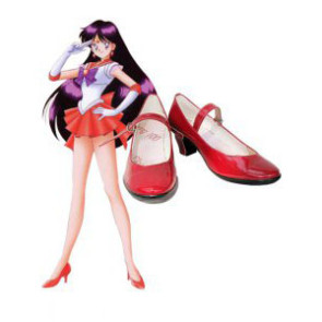 Sailor Moon Sailor Mars Raye Hino Imitation Leather Cosplay Shoes