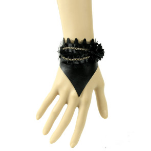 Sexy Black Leather Chain Lady Lolita Wrist Strap