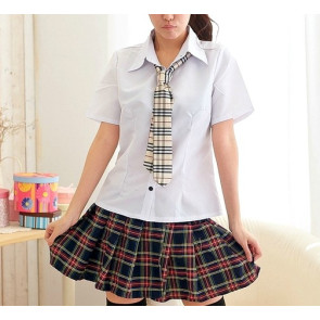 Short Sleeves Girl Cheerleader School Uniform Cosplay Costume