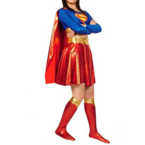 Superwoman Shiny Metallic Superhero Zentai Suit