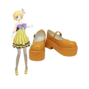 Vocaloid Orange Rin Kagamine Faux Leather Cosplay Shoes