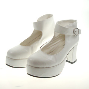 White 2.9" Heel High Lovely Suede Point Toe Ankle Straps Platform Girls Lolita Shoes