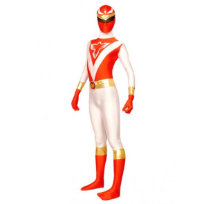 White And Red Lycra Spandex Terminator Superhero Zentai Suit