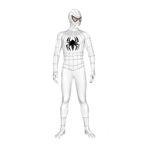 White Lycra Spandex Spiderman Zentai Suit With Black Spider
