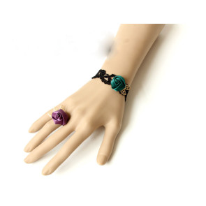 Wonderful Gothic Lace Rose Lady Lolita Bracelet And Ring Set