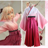 Fate/Stay night Saber Pink Kimono Cosplay Costume