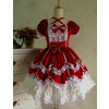 Sweet Short Sleeves Red Lace Cotton Lolita Dress