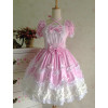 Sweet Short Sleeves Pink Lace Cotton Lolita Dress