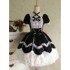 Sweet Short Sleeves Black Lace Cotton Lolita Dress