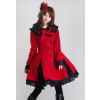 Glamorous Red Long Sleeves Bow Black Lace Lolita Coat