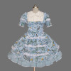 Blue And White Short Sleeves Cute Cotton Classic Lolita Dress