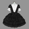 Black And White Lace Elegant Cotton Gothic Lolita Dress
