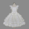 White Sleeveless Bows Ruffles Cotton Sweet Lolita Dress