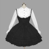 Black And White Long Sleeves Ruffles Cotton Gothic Lolita Dress