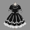 Black And White Short Sleeves Elegant Cotton Gothic Lolita Dress