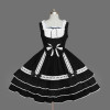 Black Sleeveless Lace Bandage Cotton Gothic Lolita Dress