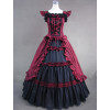 Black And Red Bandage Floral Double-Layer Lolita Prom Dress