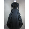 Black Long Sleeves Floral Double-Layer Cotton Lolita Prom Dress