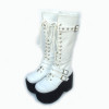 White 3.7" Heel High Lovely PU Round Toe Cross Straps Platform Girls Lolita Boots