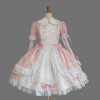 Pink And White Bell Bottom Sleeve Cotton Sweet Lolita Dress