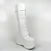 White 3.9" Heel High Charming Synthetic Leather Round Toe Stud Buckles Platform Girls Lolita Boots