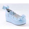 Sky-blue 2.8" High Heel Lovely Polyurethane Scalloped Bowknot Platform Girls Lolita Shoes