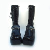 Black 3.9" Heel High Sexy Suede Round Toe Cross Straps Platform Lady Lolita Boots