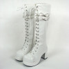 White 3.0" Heel High Cute PU Round Toe Bow Platform Girls Lolita Boots